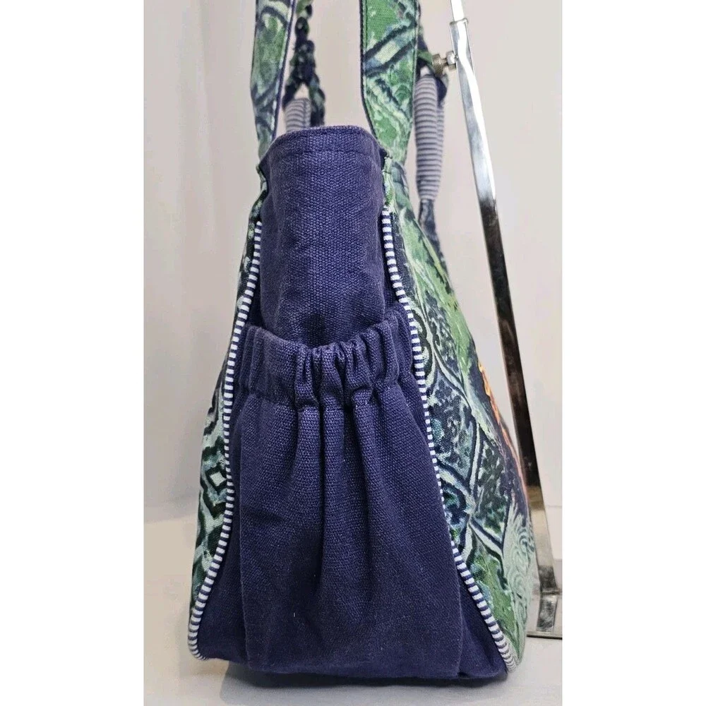 Paul Brent Seahorse Canvas Tote Bag Large Braided Shoulder Purse Beach Cruise - Picture 11 of 16